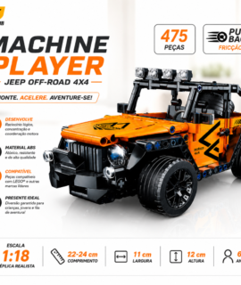 Blocos de Montar Jeep Off-Road Laranja Machine Player com Fricção JMIX (475 Peças)