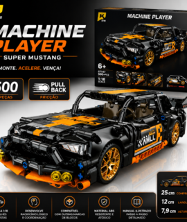Blocos de Montar Carro de Corrida Super Mustang Machine Player JMIX 500 Peças - Com Ficção (Pull Back)