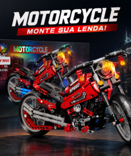 MOTO Motocycle Blocos de Montar Jiqile Vermelha e Preto 432 Pç