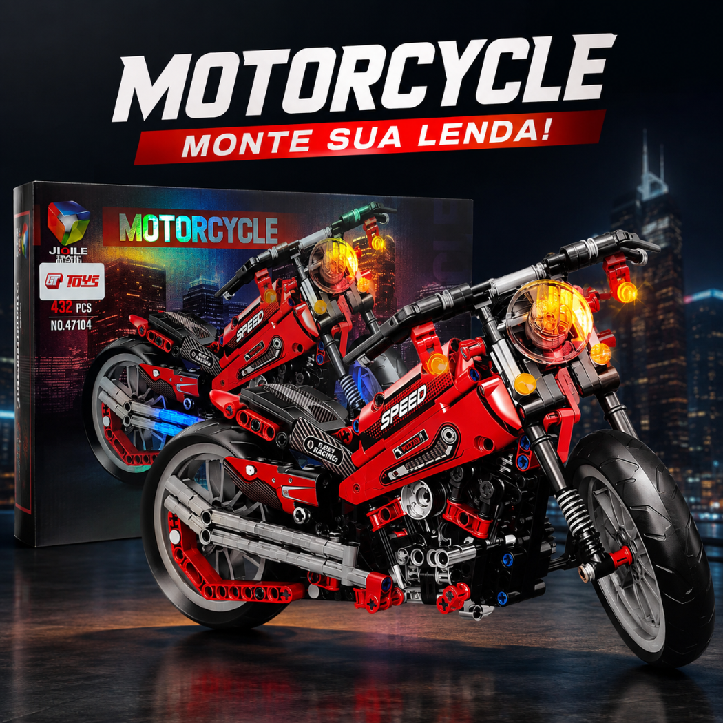 MOTO Motocycle Blocos de Montar Jiqile Vermelha e Preto 432 Pç