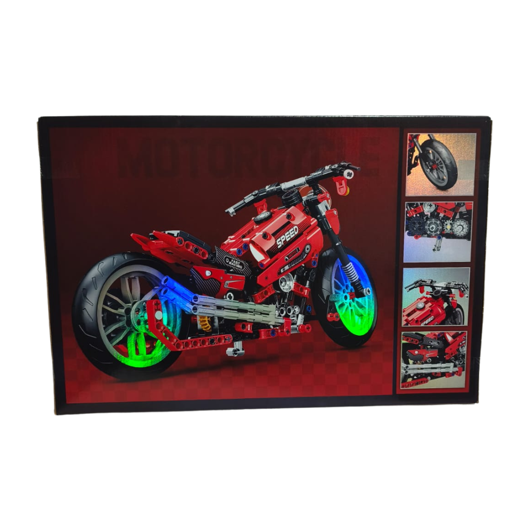 MOTO Motocycle Blocos de Montar Jiqile Vermelha e Preto 432 Pç - Imagem 5