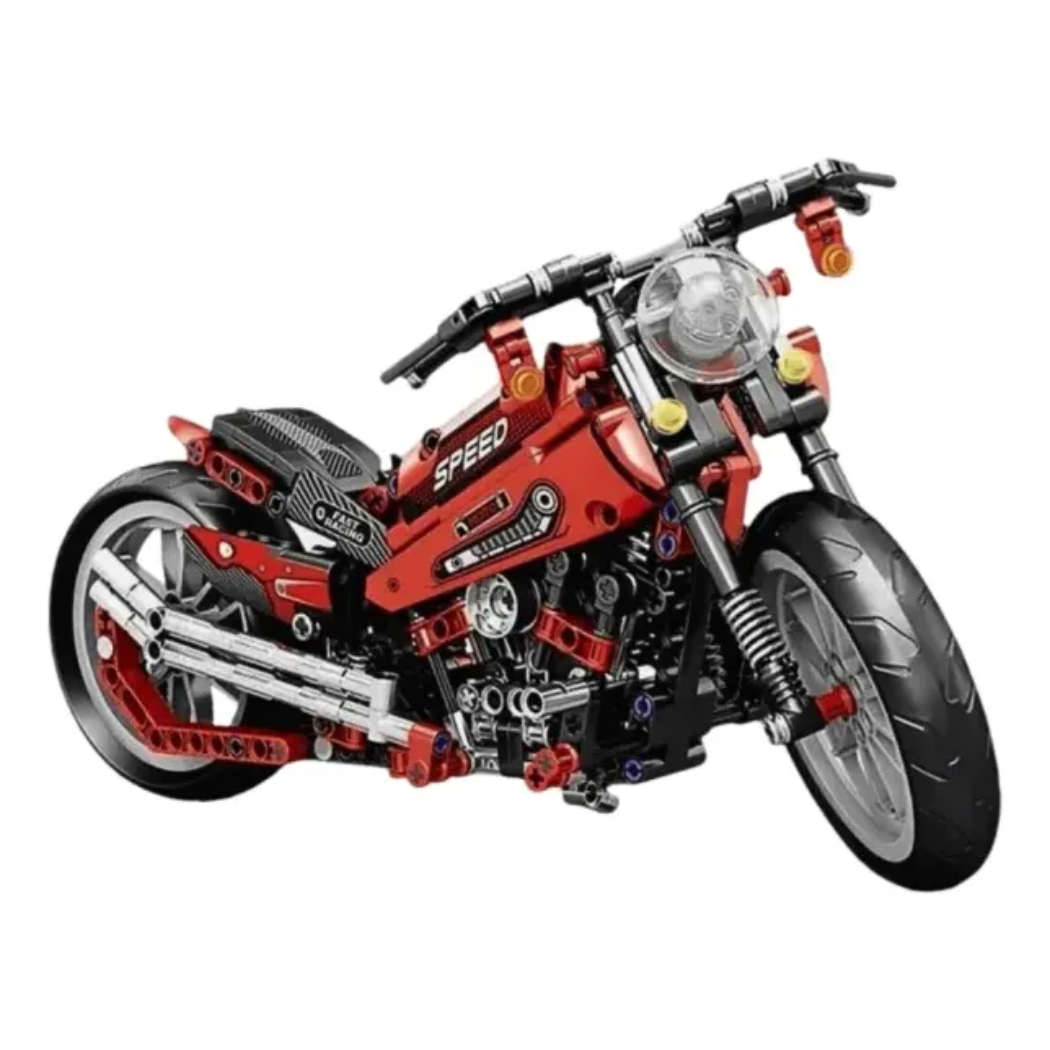 MOTO Motocycle Blocos de Montar Jiqile Vermelha e Preto 432 Pç - Imagem 6